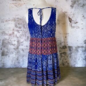 Speechless MD Blue Boho Aztec Back-Tie Dress